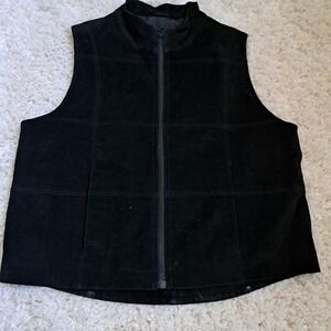 Arizona 90s Black Suede Y2K Western‎ Leather Vest